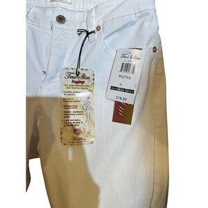 nwt white spandex poly viscose blend capri button fly 5 pocket jeans